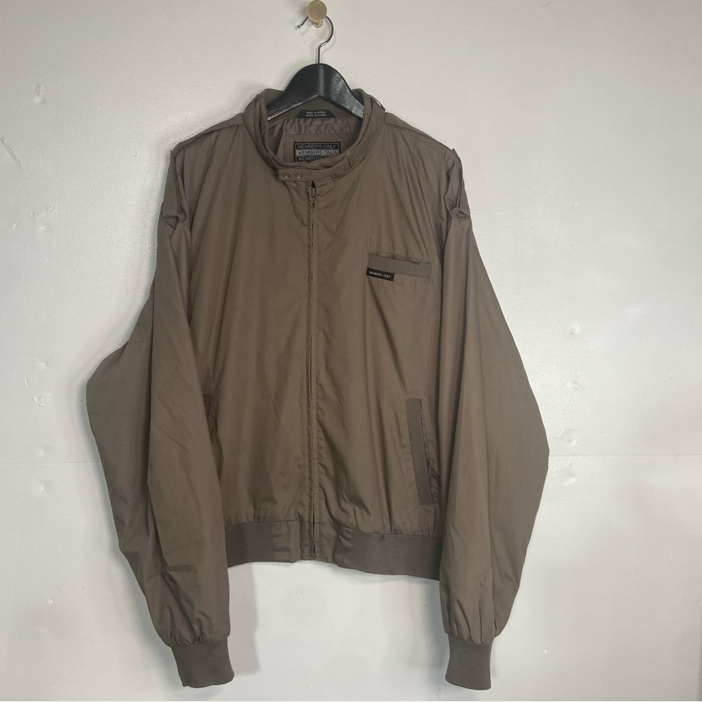 Vintage Members Only Racer Jacket Mens XXL Khaki Lightweight Zip Up Bomber Coat